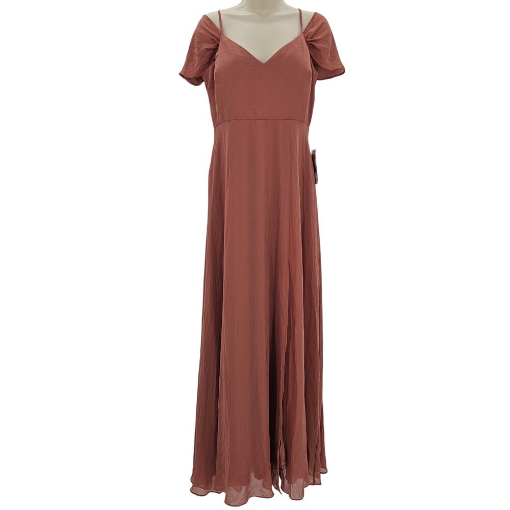 Birdy Grey Womans size S Devin Chiffon Formal Maxi Dress Gown Desert Rose NEW